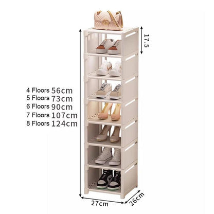 Schuhregal Weiß Schmal 8 Ebenen – Platzsparend Schuhständer