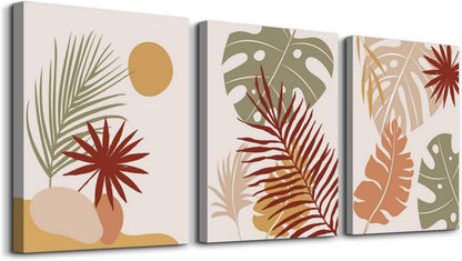Boho Botanisch Bilder Salbeigrün Rotbraun Orange Abstract Blätter