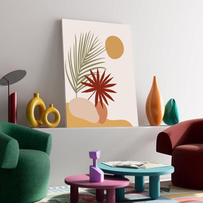 Hyidecorart Botanische Boho Leinwandbilder Salbeigrün Rotbraun Orange