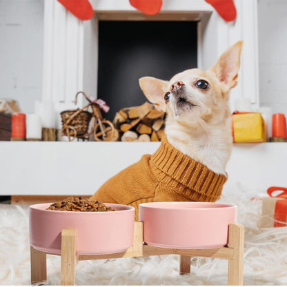 Erhöhter Hundenapf Set Keramik - 2er Set Rosa