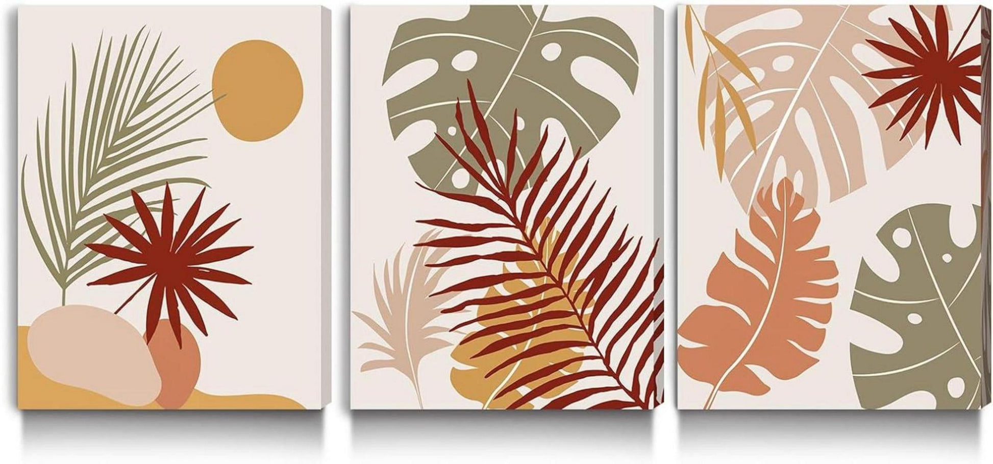 Boho Botanische Bilder Salbeigrün Rotbraun Orange Wandbilder 40x30cm
