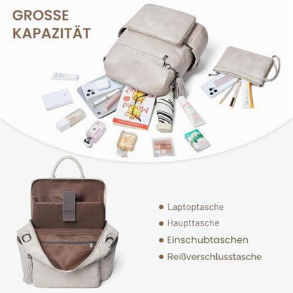 Rucksack Damen Laptopfach 15,6 Zoll Wasserdicht Business in Lederoptik