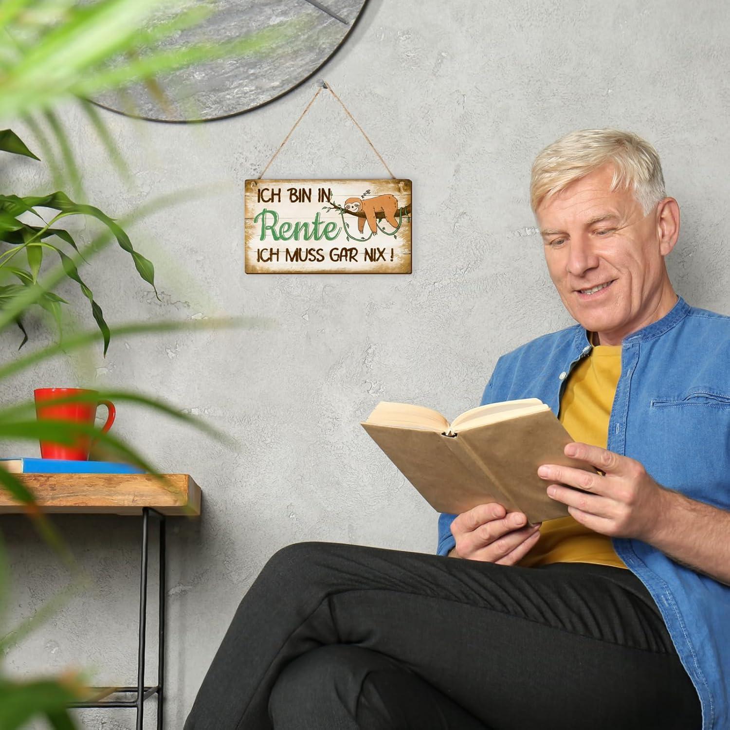 Ruhestand Geschenk Holzschild Rentner Rentnerin Rente Lustig Faultier