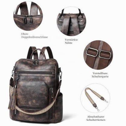 Rucksack Damen Laptopfach 15,6 Zoll Wasserdicht Business in Lederoptik