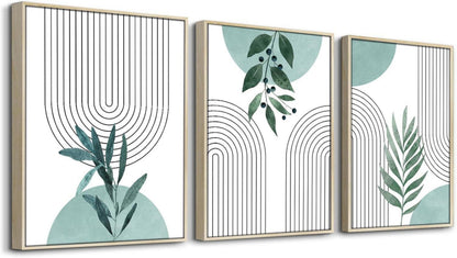 Moderne Salbeigrüne Boho Wandbilder 60x40cm mit Rahmen