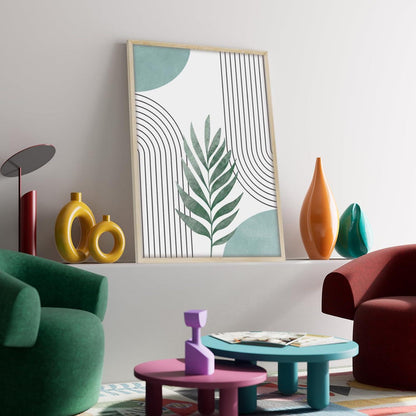 Moderne Salbeigrüne Boho Wandbilder 60x40cm mit Rahmen