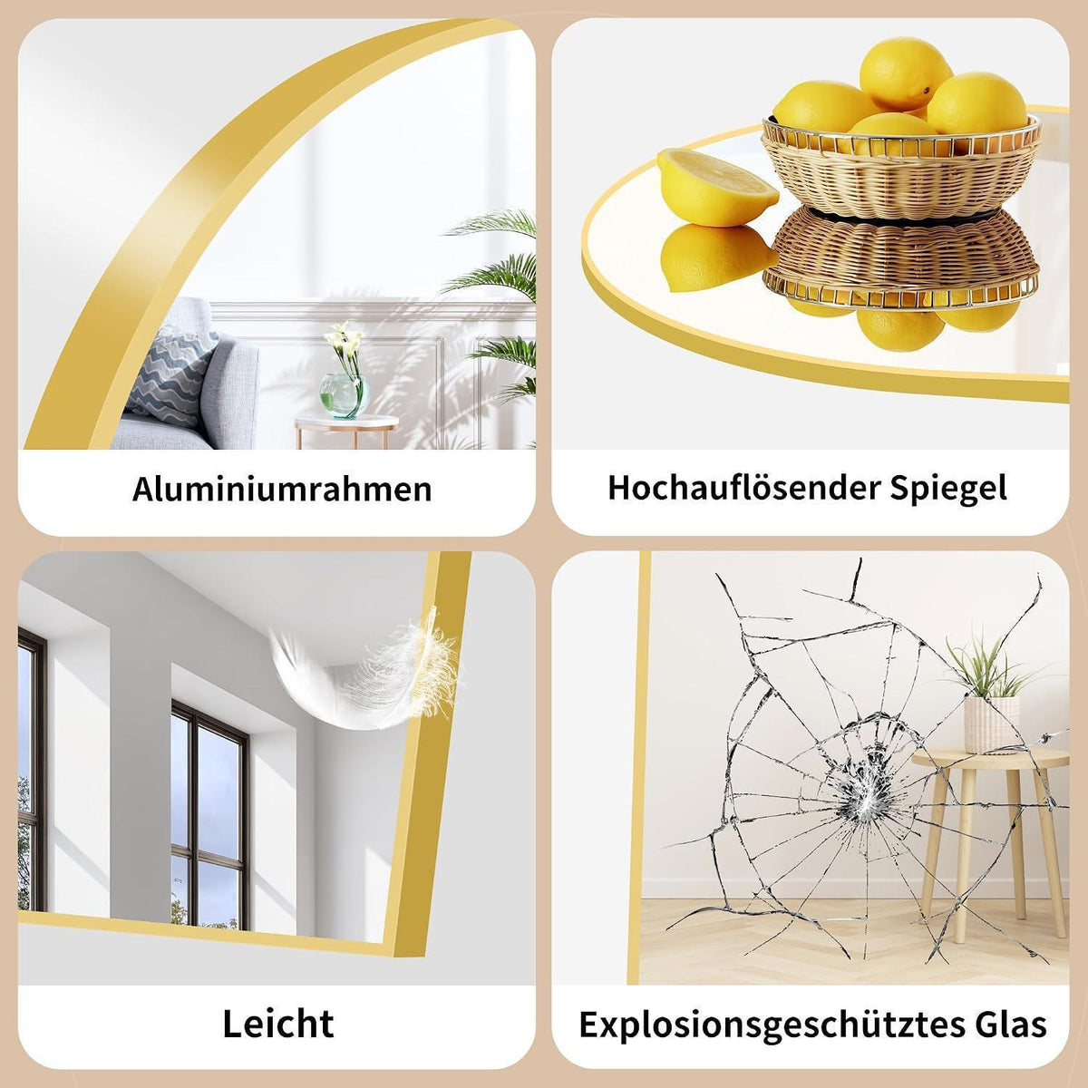 Großer Standspiegel 179x65 cm mit Goldrahmen
