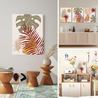 Boho Botanische Wandbilder Salbeigrün Orange Schlafzimmer