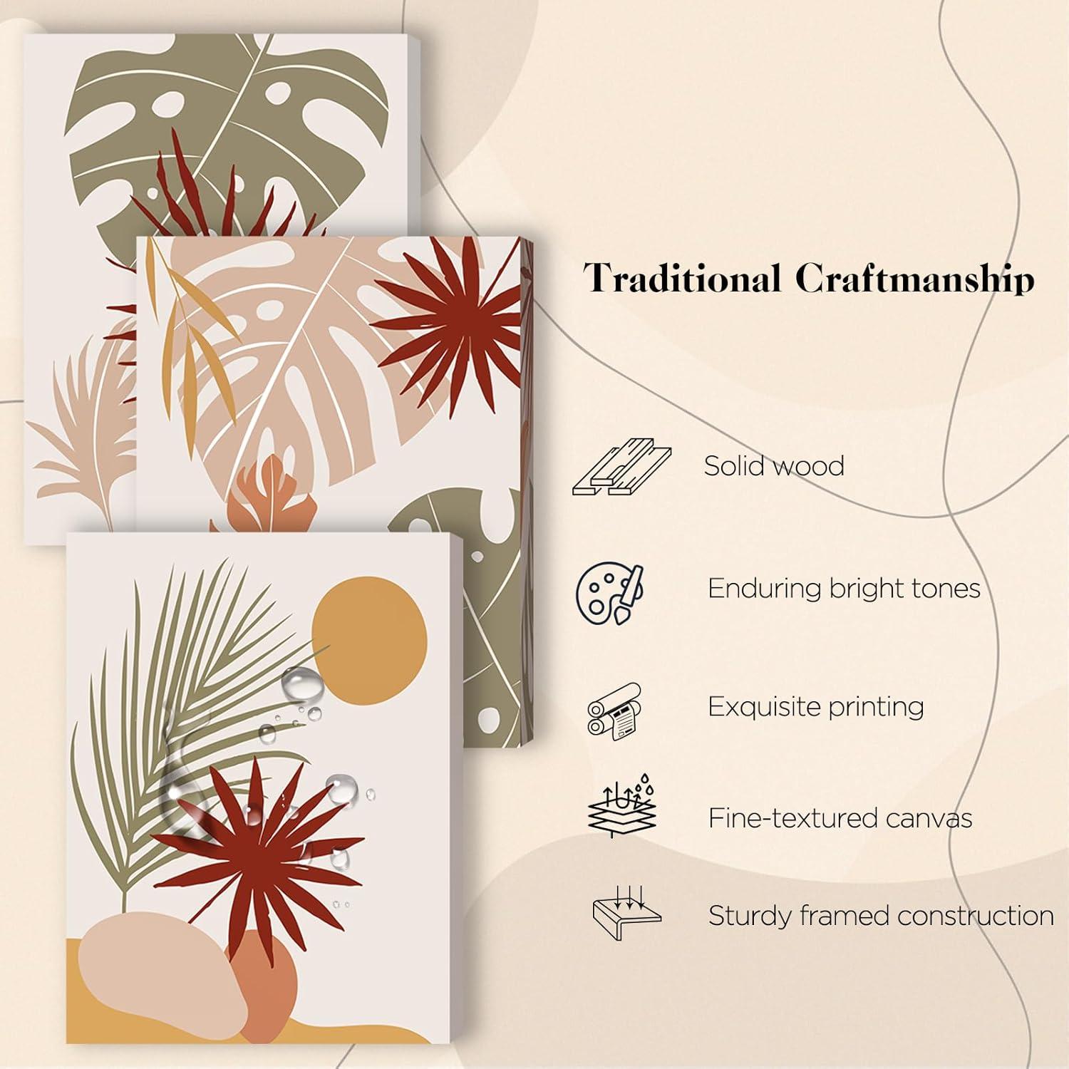 Botanische Leinwandbilder Salbeigrün Rotbraun Orange Modern