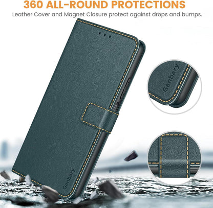 Handyhülle Samsung Galaxy A15 A15 5G Leder Flipcover Dunkelgrün