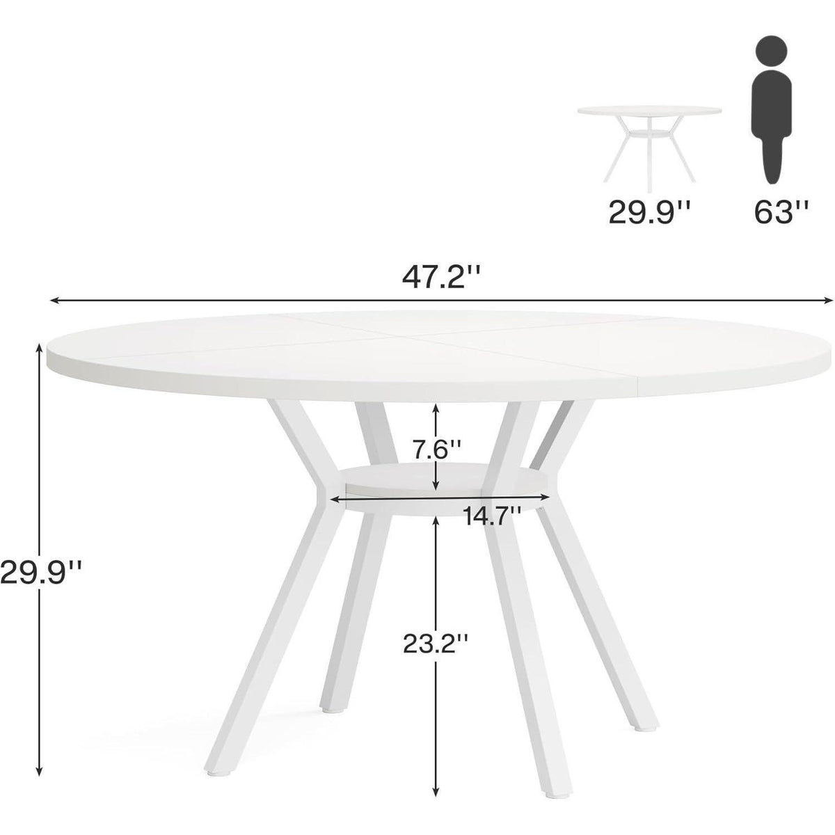 Runder Esstisch weiß 120cm – Küchentisch für 4 Personen