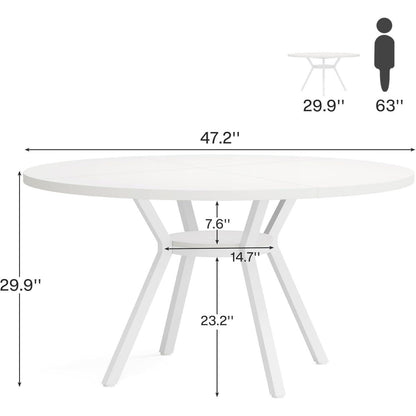 Runder Esstisch weiß 120cm – Küchentisch für 4 Personen