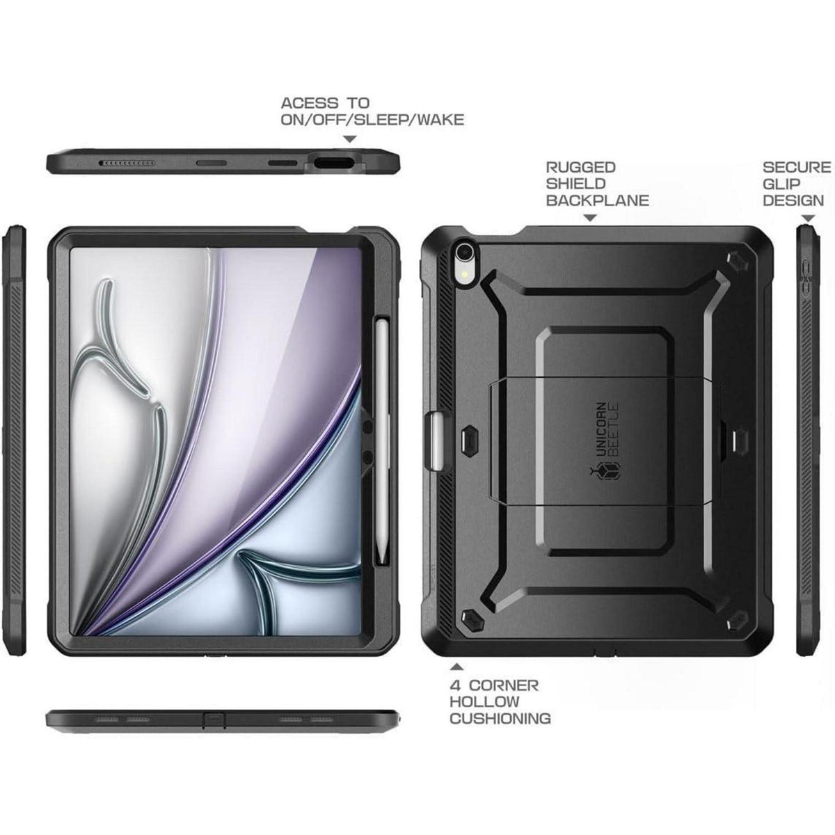 iPad Air 13 Zoll Hülle mit Ständer, Stifthalter & Displayschutz