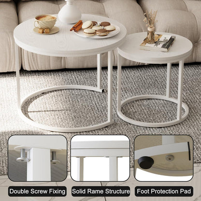 Runde Couchtische Set 2 Beistelltischen Metallrahmen Wohnzimmer