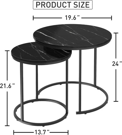 Runde Couchtische Set 2 Beistelltische Metallrahmen 40 cm