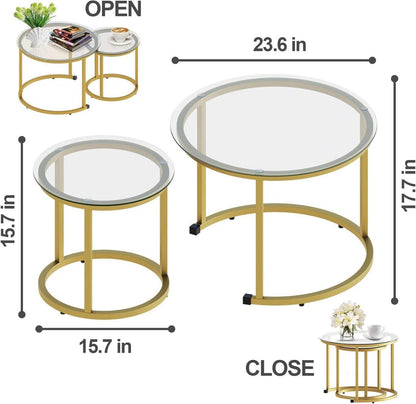 Runde Couchtische 2er-Set Metallrahmen Wohnzimmer Balkon Büro 60 cm