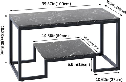 Couchtisch mit 2 Etagen, modernes Design, schwarz