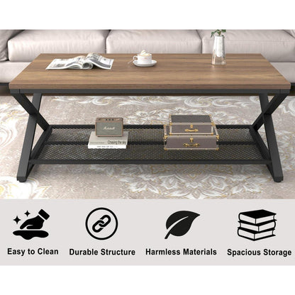 Couchtisch Holz mit Stauraum, rechteckig 120x60 cm, Eiche