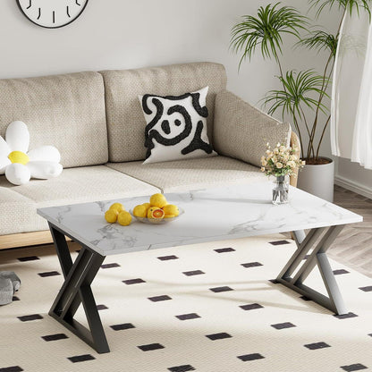 Moderner Couchtisch Schwarz Metallgestell 100x40x45cm