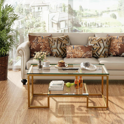 Moderner Glas-Couchtisch mit Metallrahmen 100x47x45cm