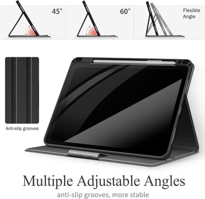 AUAUA iPad Pro 11 Zoll M4 (2024) Hülle Grau PU Leder Stifthalter Apple Pencil auto Schlafen/Wachen