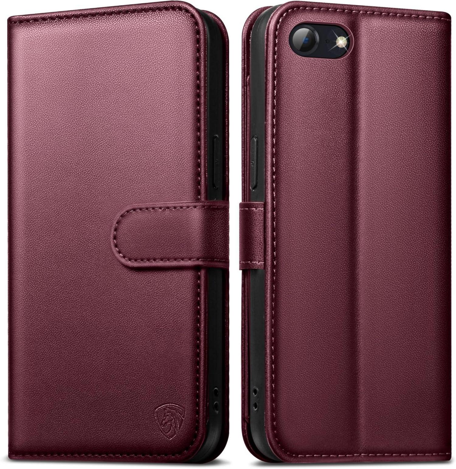 Handyhülle iPhone SE 2022/SE 2020 Leder RFID Weinrot