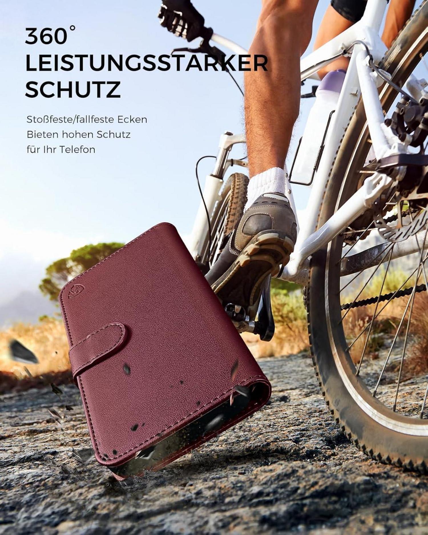 Handyhülle iPhone SE 2022/SE 2020 Leder RFID Weinrot
