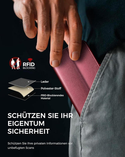 EASDNB iPhone SE 2022/SE 2020 Hülle mit Panzer Schutz Glas, Kartenfächer, RFID Blocker & Standfunktion - Weinrot