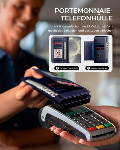 Handyhülle für Samsung Galaxy S24 Premium Leder Klapphülle Blau