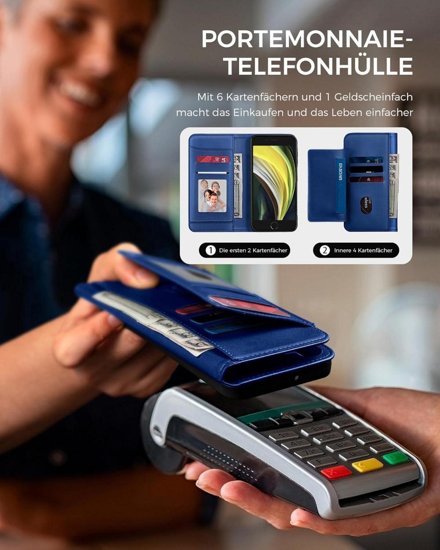 Handyhülle iPhone SE 2022/SE 2020 Lederhülle Königsblau RFID