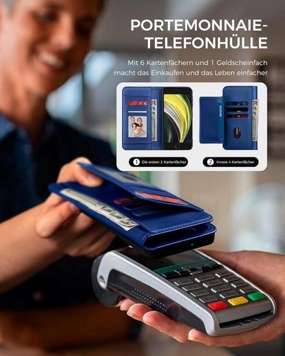 Handyhülle iPhone SE 2022/SE 2020 Lederhülle Königsblau RFID