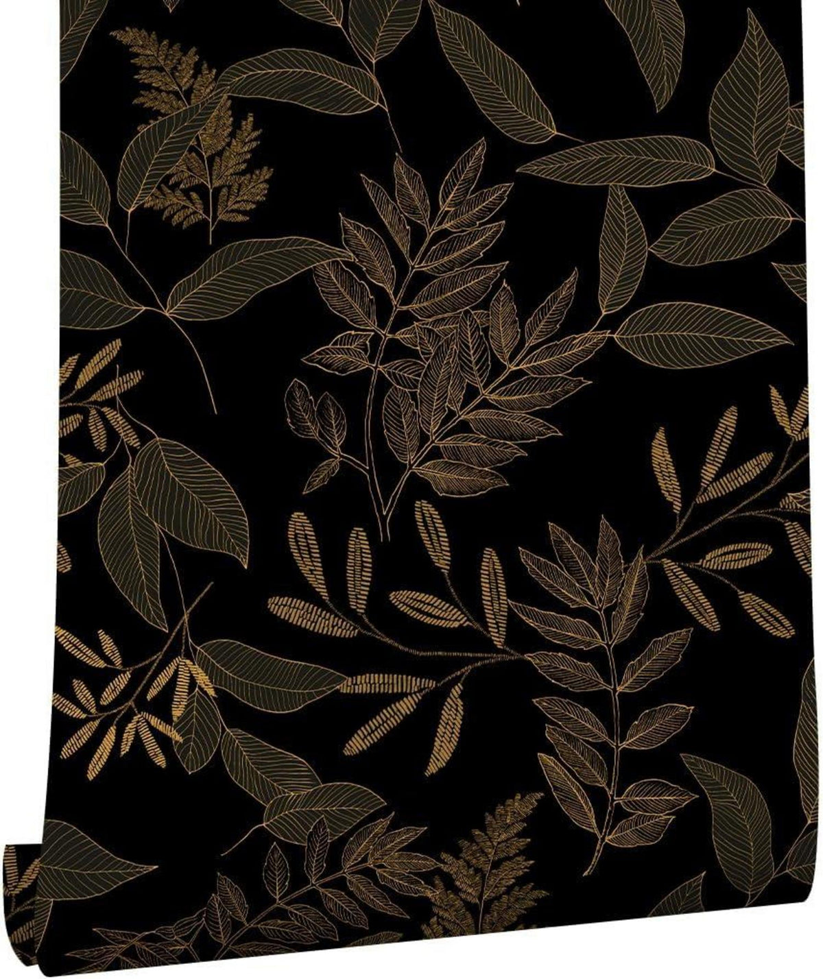Selbstklebende Tapete Schwarz Gold Blatt 0.4W x 3L m