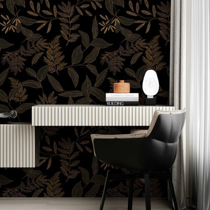 Selbstklebende Tapete Schwarz Gold Blatt Dekorfolie 3x0,4 m