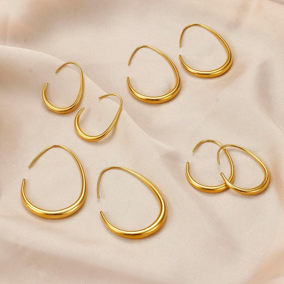 Adramata Damen Edelstahl Creolen Gold Roségold Weißgold 25-40MM