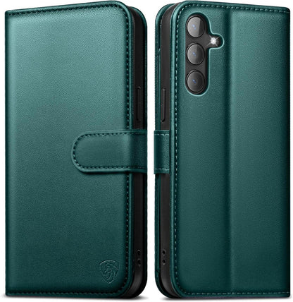 Samsung Galaxy S24 Handyhülle Wallet Flip Case Grün Magnet