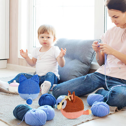 UXORSN Häkelset für Anfänger 2 Stück Niedlicher Hund Häkeln Tiere Zubehör Erwachsene Geschenk Crochet Set häkelnødels Garn