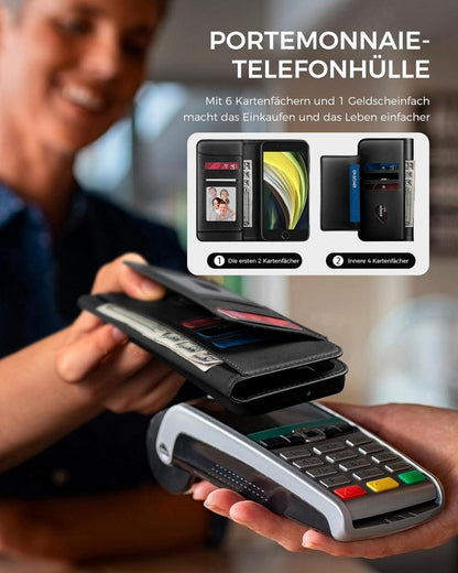 Handyhülle iPhone SE 2022/SE 2020 schwarz RFID Schutz Standfunktion