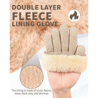 Winterhandschuhe Damen Fleecegefüttert Touchscreen Strickhandschuhe Warm