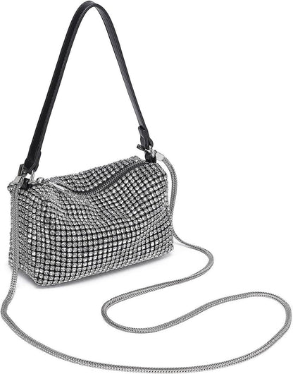 Glitzer Clutch Damen Kristall Diamant Abendtasche mit Kette