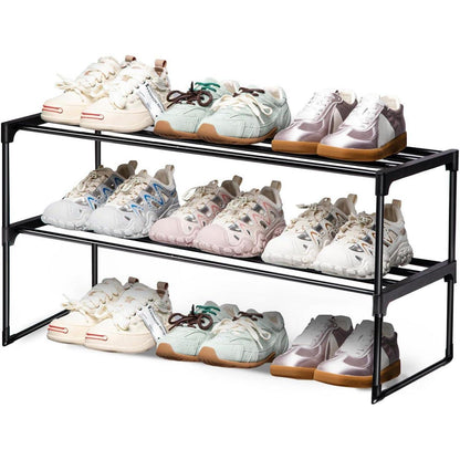 Stapelbares Schuhregal mit 2 Ebenen für 6
