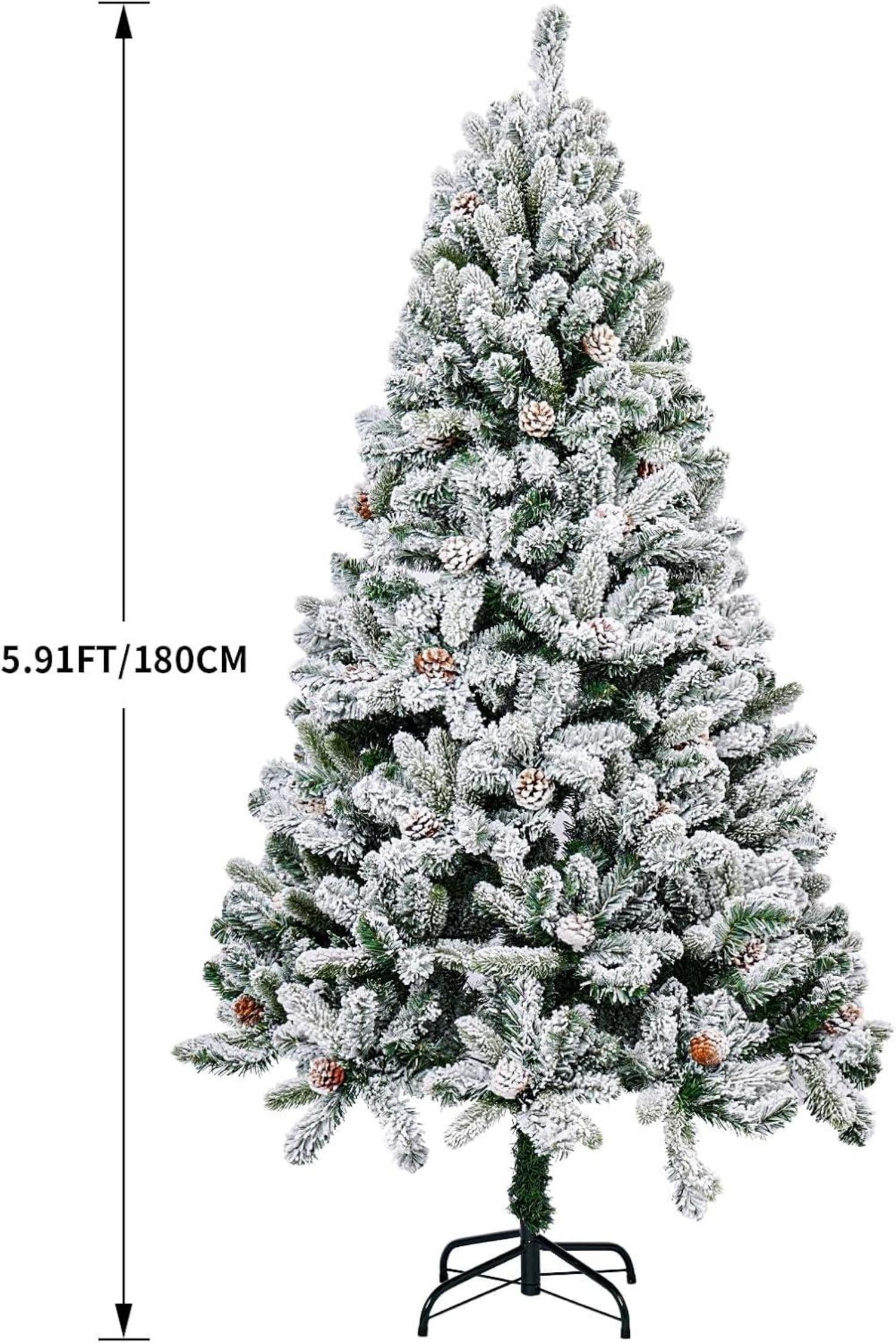 Künstlicher Weihnachtsbaum 6ft Schnee TannenzapfenMetallbasis