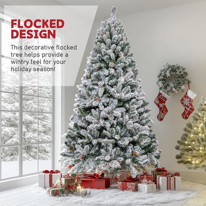 Künstlicher Weihnachtsbaum 6ft Schneebedeckt Tannenzapfen Metallbasis