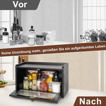 Brotkasten Holz Aufbewahrungsbox Acryltür Braun 36.5x23.5cm