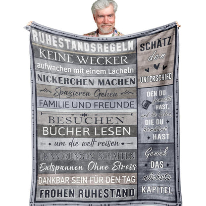 Ruhestand Geschenk Decke 100% Polyester 150x130cm Grau