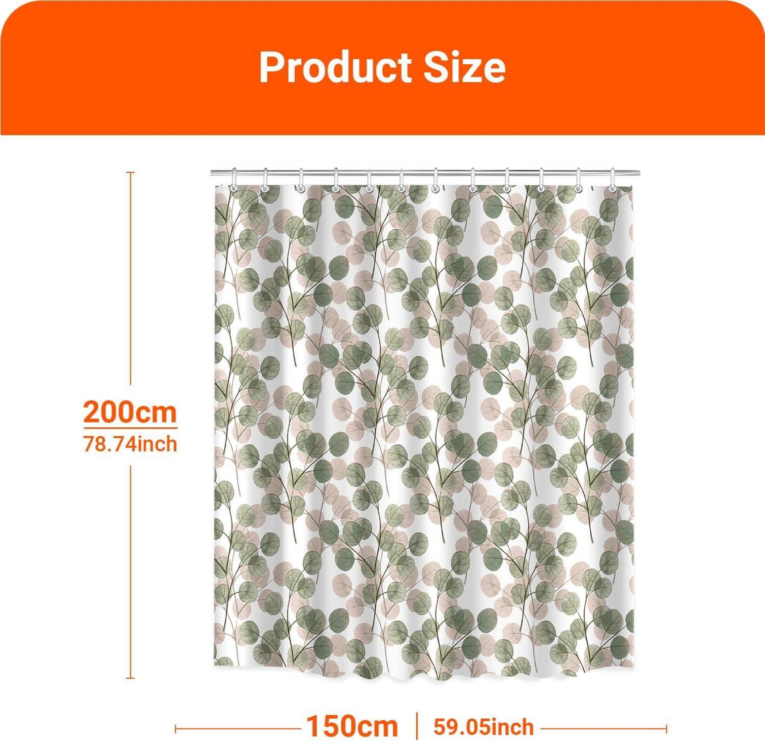 Duschvorhang 150x200cm Pulverblatt Textil Wasserabweisend Ösen