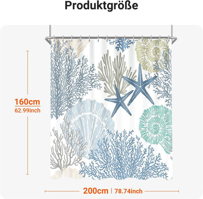 Duschvorhang 200x160cm Unterwasseralgen Antischimmel Textil 12 Ösen