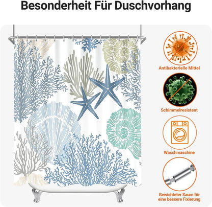 Duschvorhang Unterwasseralgen Antischimmel 200x160cm Textil 12 Ösen