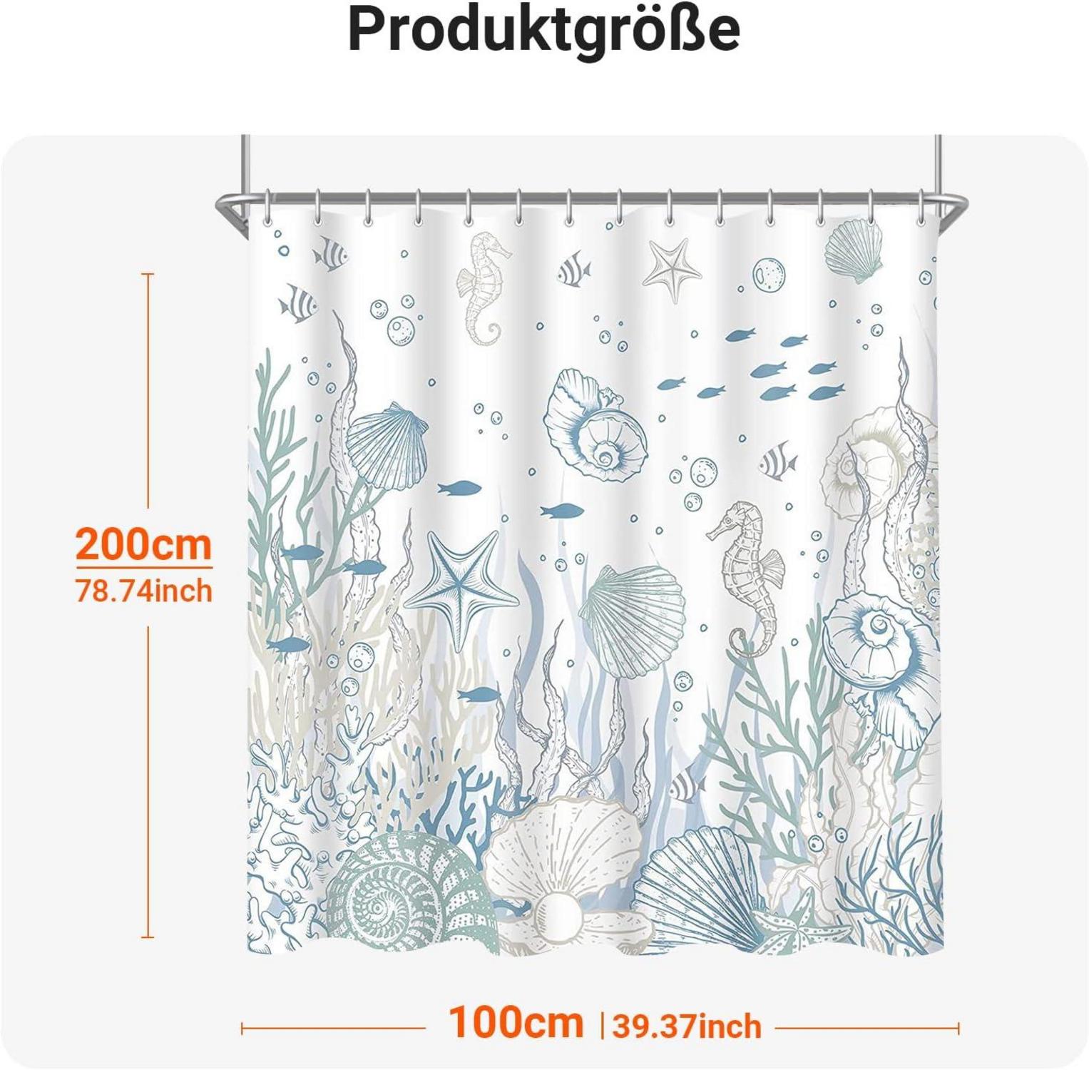 Duschvorhang U-Boot Seepferdchen Antischimmel 100x200cm Polyester