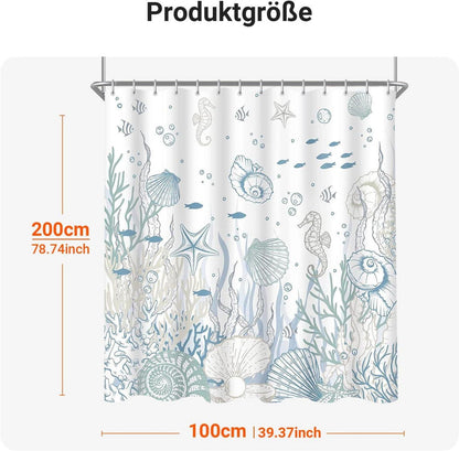 Duschvorhang U-Boot Seepferdchen Antischimmel 100x200cm Polyester