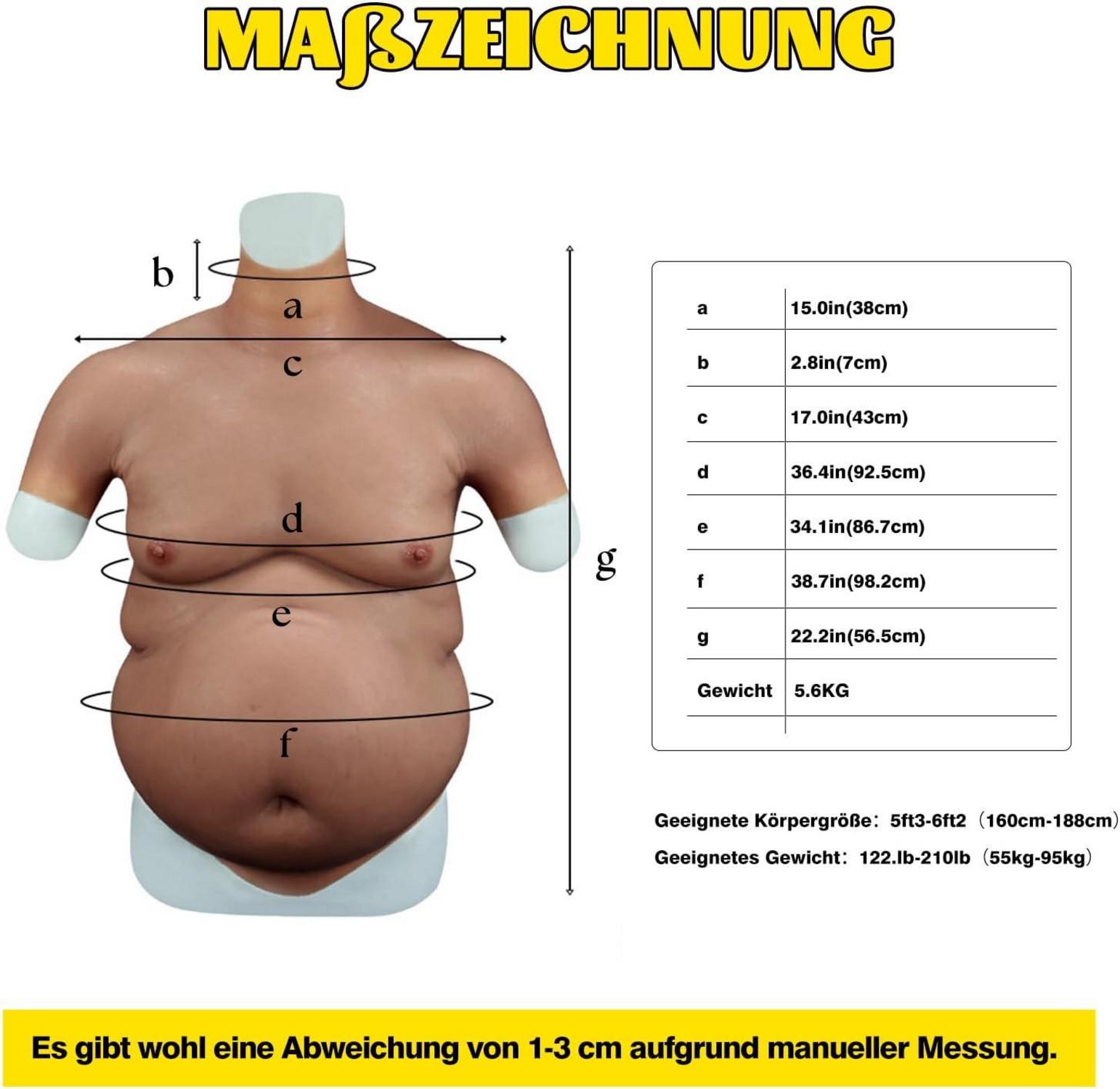 Silikon Bierbauch Fat Belly Bodysuit Herren Halloween Weihnachtsmann
